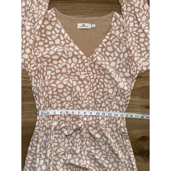 Vineyard Vines Animal Geo Print V-Neck Mini Dress Beige/White - Size S - OF - Picture 11 of 12